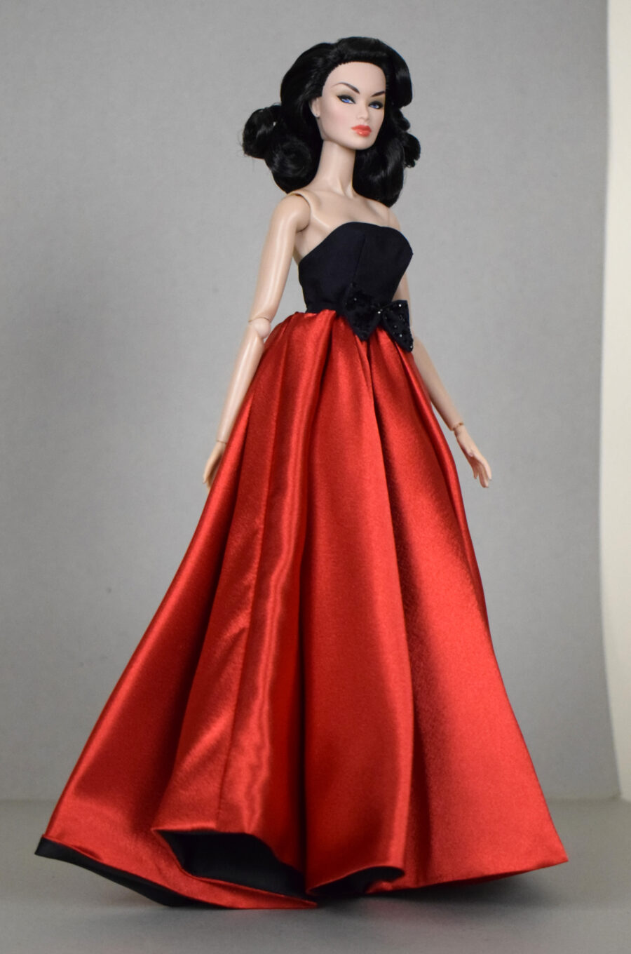 Electric Red & Black Ballroom Dress for Fashion Royalty