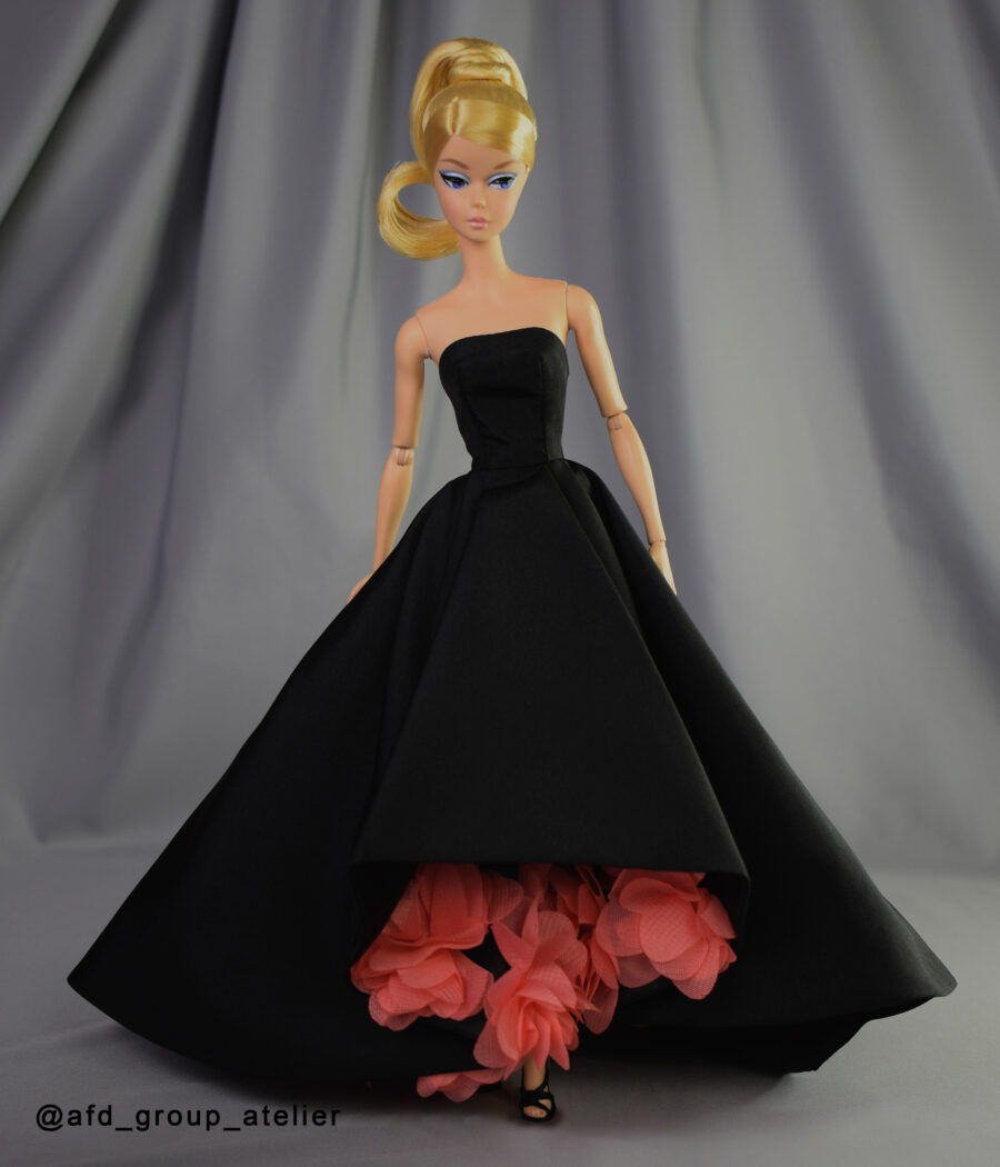 Black Dress with Coral Flowers for Silkstone Articulated Barbie