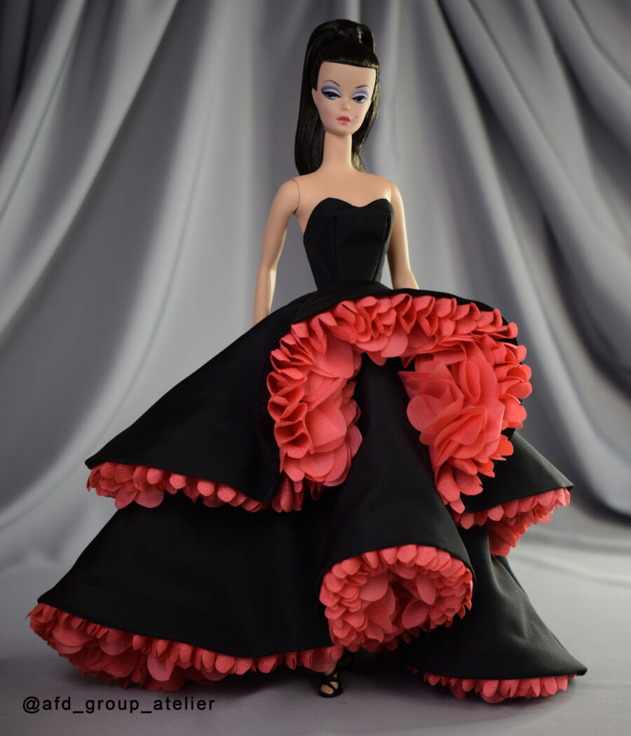 Black Dress with Coral Flowers for Silkstone Barbie