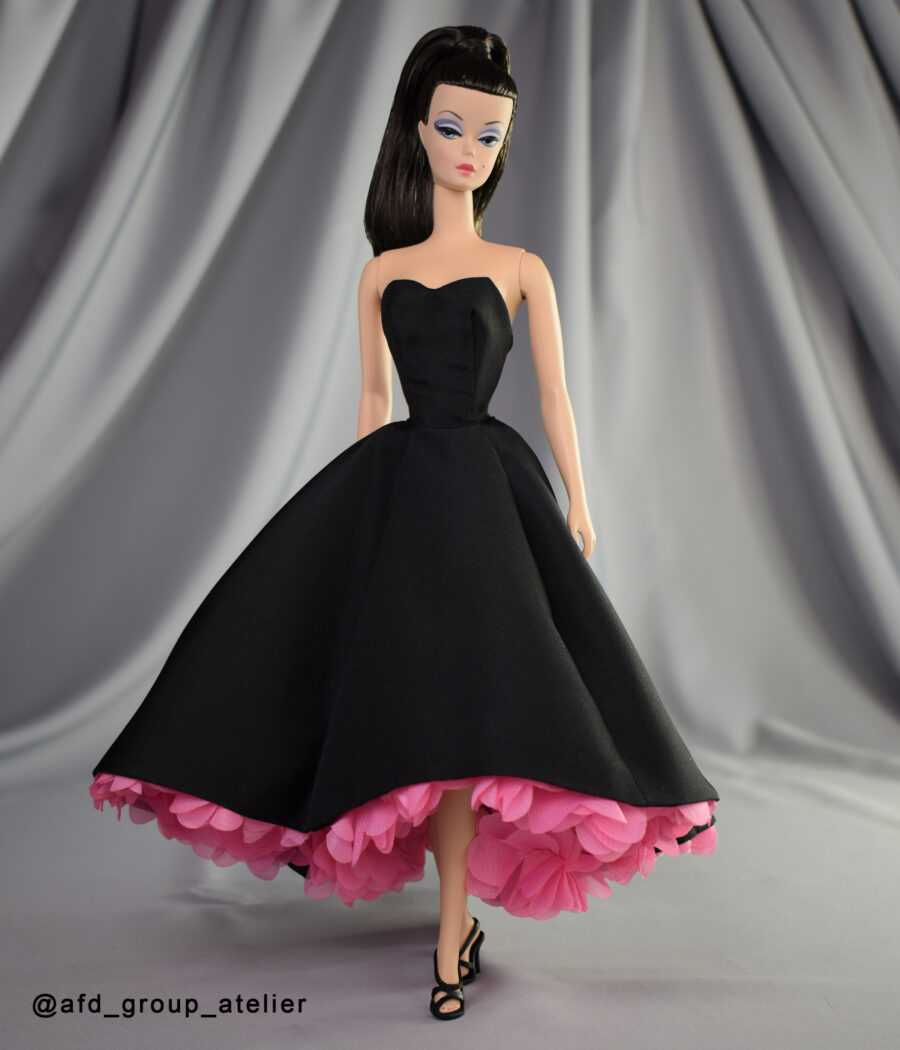 Black Dress with Pink Flowers for Silkstone Barbie