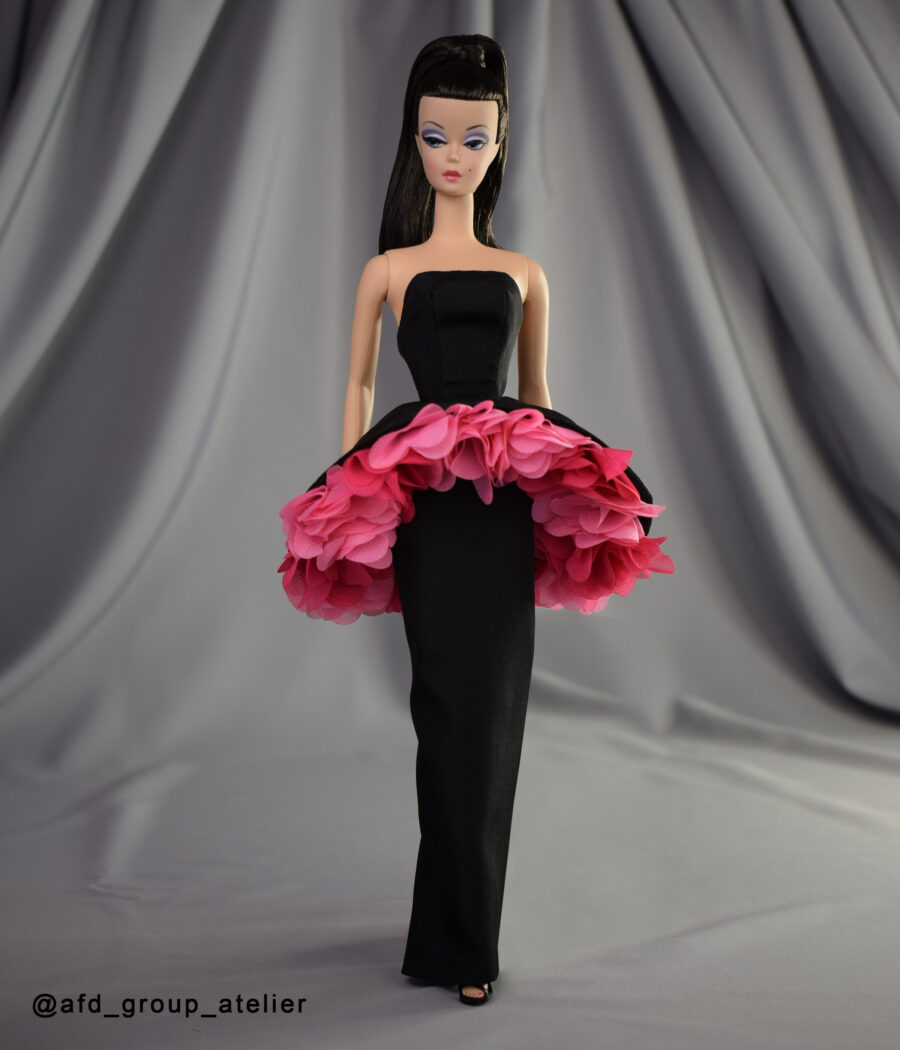 Black Costume with Pink Flowers for Silkstone Barbie